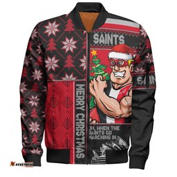 Amazing Aussie St Kilda Merry Christmas Knit Style Festive Spirit Bomber Jacket