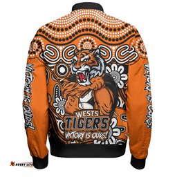 Amazing Aussie Wests Tigers Aboriginal Inspired Tough Fan Rugby For Life Bomber Jacket
