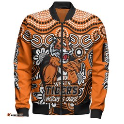 Amazing Aussie Wests Tigers Aboriginal Inspired Tough Fan Rugby For Life Bomber Jacket