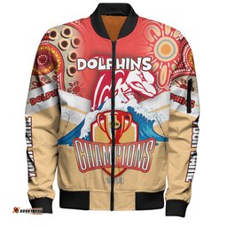 Amazing Aussie Redcliffe Dolphins Custom Talent Win Games But Teamwork And Intelligence Win Championships With Aboriginal Style Bomber Jacket
