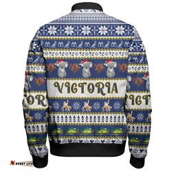 Amazing Aussie Victoria Big Things Christmas Custom Giant Koala And Murray Cod Bomber Jacket