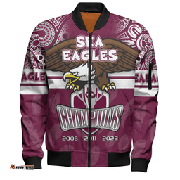 Amazing Aussie Manly Warringah Sea Eagles Custom Talent Win Games But Teamwork And Intelligence Win Championships With Aboriginal Style Bomber Jacket