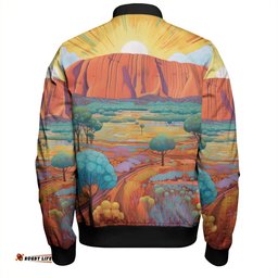 Amazing Aussie Urulu Travelling Urulu Mountain Oil Painting Art Bomber Jacket