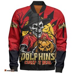 Amazing Aussie Redcliffe Dolphins Dark Moon Rugby Halloween Battle Edition Bomber Jacket