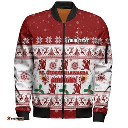 Amazing Aussie St. George Illawarra Dragons Christmas Custom Special Ugly Christmas Bomber Jacket