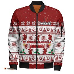 Amazing Aussie St. George Illawarra Dragons Christmas Custom Special Ugly Christmas Bomber Jacket