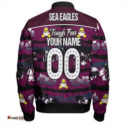 Amazing Aussie Manly Warringah Sea Eagles Eat Sleep Repeat With Tropical Patterns Bomber Jacket