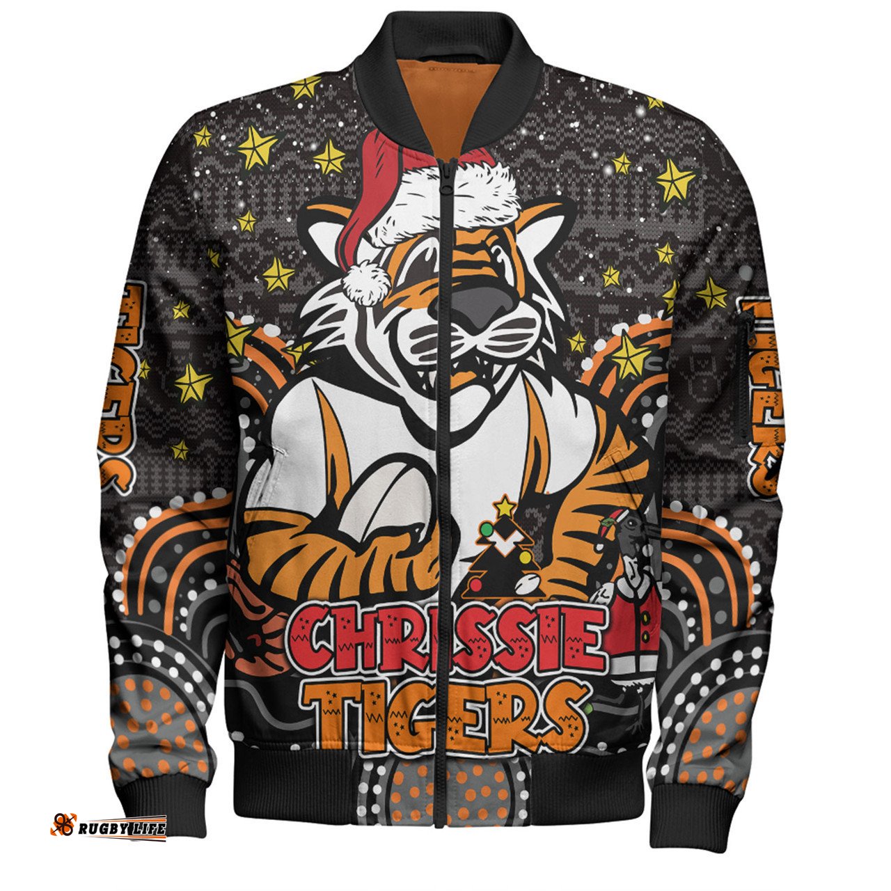 Amazing Aussie Wests Tigers Christmas Custom Christmas Knit Patterns Vintage Jersey Ugly Bomber Jacket