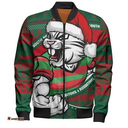 Amazing Aussie South Sydney Rabbitohs Ugly Knit Style For Christmas Game Fans Bomber Jacket