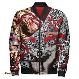 Amazing Aussie St. George Illawarra Dragons Indigenous Custom Patronage Dragons Bloods In My Veins Bomber Jacket