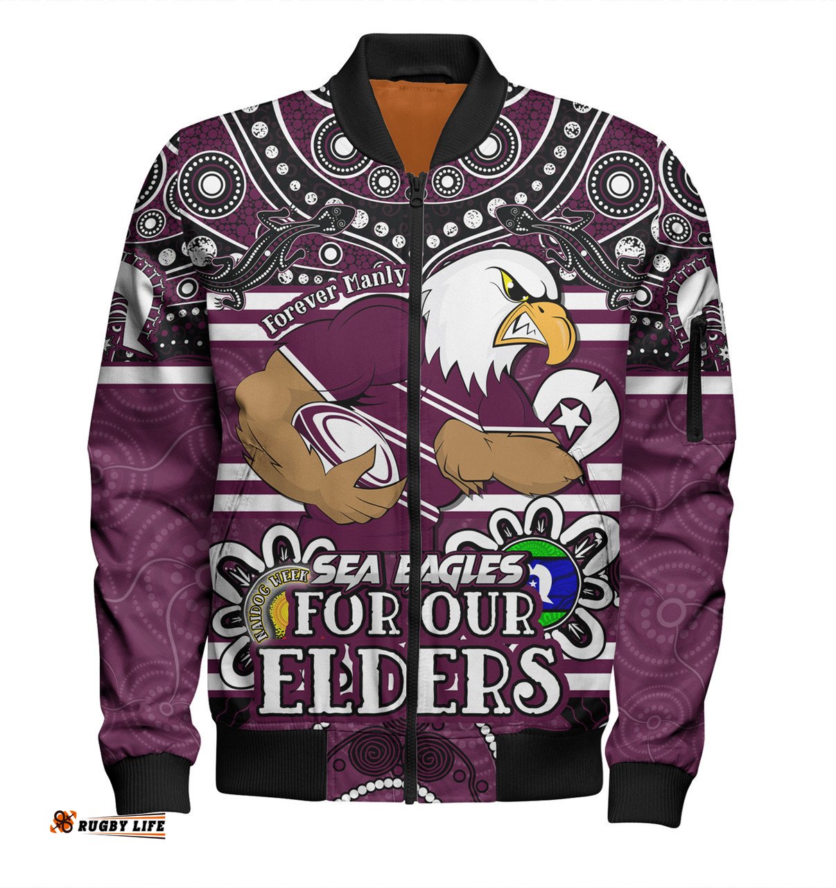 Amazing Aussie Manly Warringah Sea Eagles Custom Manly Warringah Sea Eagles For Our Elders Bomber Jacket