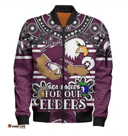 Amazing Aussie Manly Warringah Sea Eagles Custom Manly Warringah Sea Eagles For Our Elders Bomber Jacket