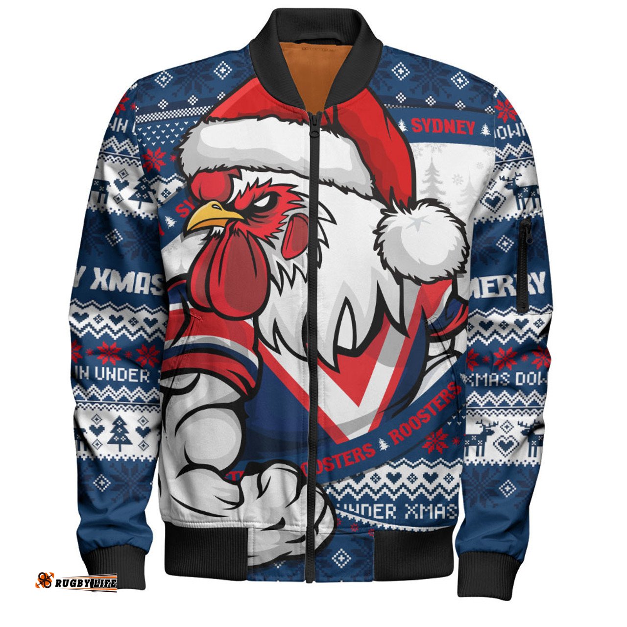 Amazing Aussie Sydney Roosters Ugly Knit Style For Christmas Game Fans Bomber Jacket