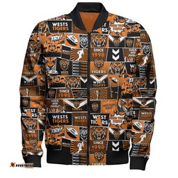 Amazing Aussie Wests Tigers Team Of Us Die Hard Fan Supporters Comic Style Bomber Jacket