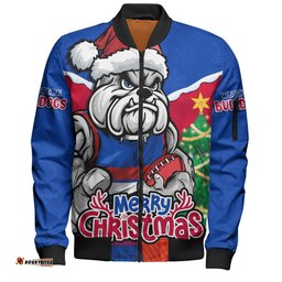 Amazing Aussie Western Bulldogs Santa Scoring Touchdown On Christmas Game Day Bomber Jacket
