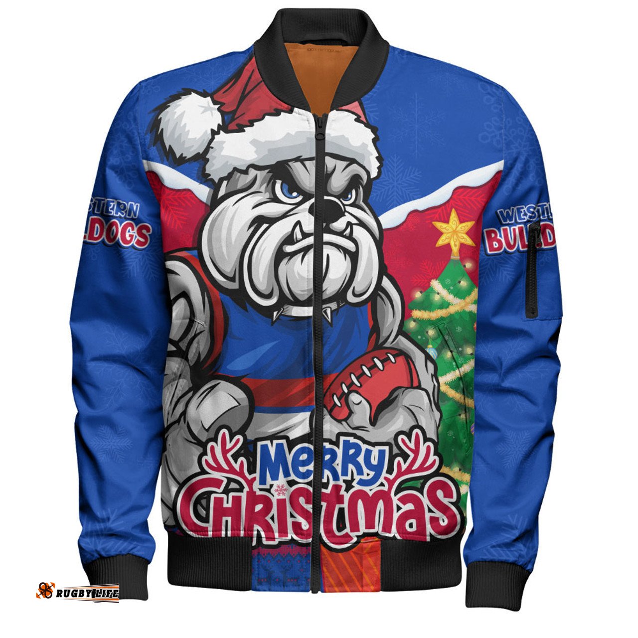 Amazing Aussie Western Bulldogs Santa Scoring Touchdown On Christmas Game Day Bomber Jacket
