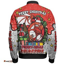 Amazing Aussie St. George Illawarra Dragons Christmas Custom Merry Christmas Our Beloved Team With Aboriginal Dot Art Pattern Bomber Jacket