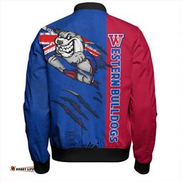 Amazing Aussie Western Bulldogs Burning Passion Of Power Scratch Style Bomber Jacket