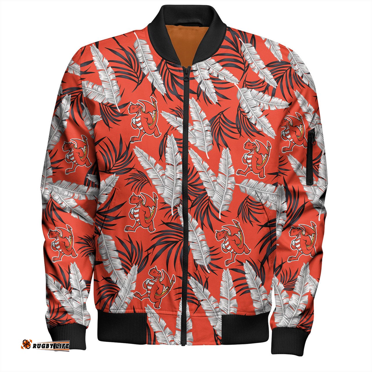 Amazing Aussie St. George Illawarra Dragons Custom Tropical Patterns St. George Illawarra Dragons Bomber Jacket