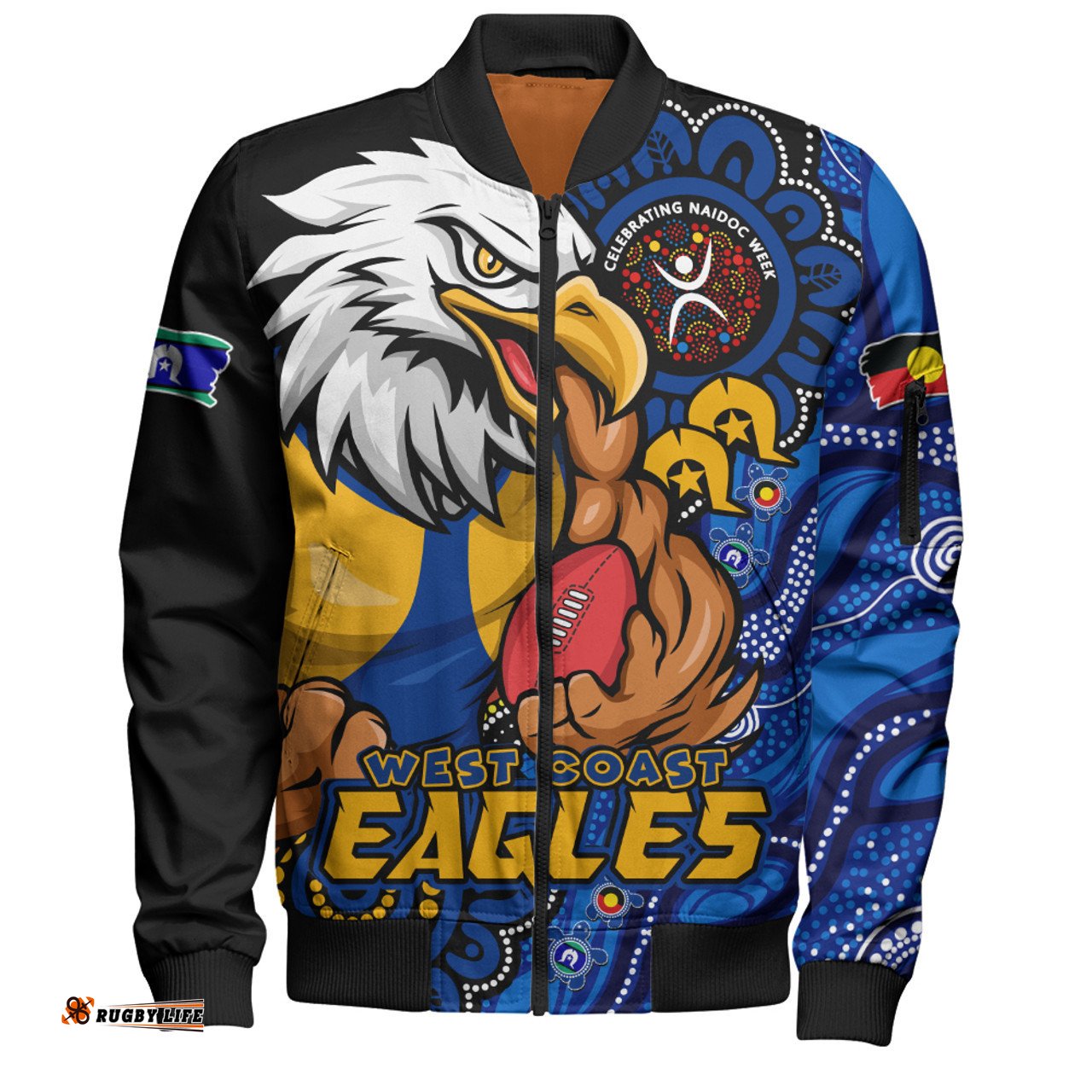 Amazing Aussie West Coast Eagles Power Through Generations NAIDOC Edition Bomber Jacket