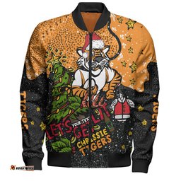Amazing Aussie Wests Tigers Christmas Custom Let's Get Lit Chrisse Pressie Bomber Jacket