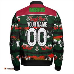 Amazing Aussie South Sydney Rabbitohs Eat Sleep Repeat With Tropical Patterns Bomber Jacket