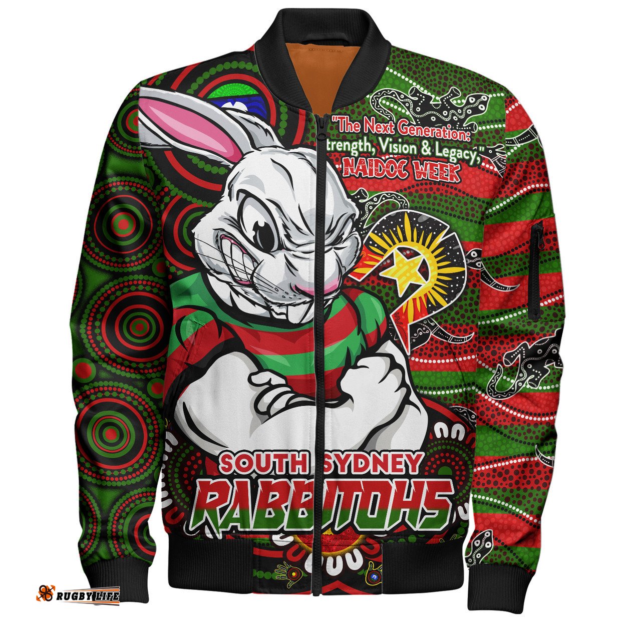 Amazing Aussie South Sydney Rabbitohs Spirit Of NAIDOC Series Bomber Jacket