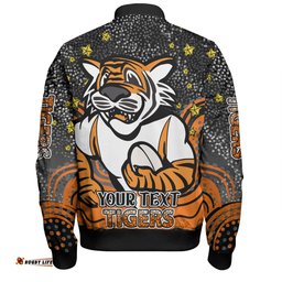 Amazing Aussie Wests Tigers Custom Custom With Aboriginal Inspired Style Of Dot Painting Patterns  Bomber Jacket