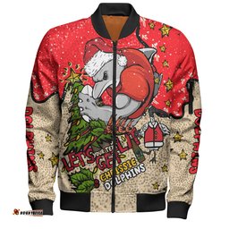 Amazing Aussie Redcliffe Dolphins Christmas Custom Let's Get Lit Chrisse Pressie Bomber Jacket