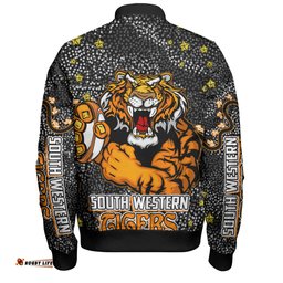 Amazing Aussie Wests Tigers Custom Team With Dot And Star Patterns For Tough Fan Bomber Jacket