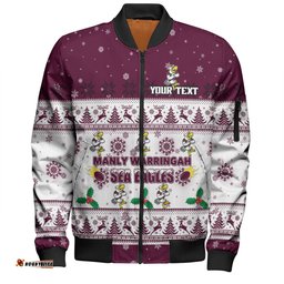 Amazing Aussie Manly Warringah Sea Eagles Christmas Custom Special Ugly Christmas Bomber Jacket