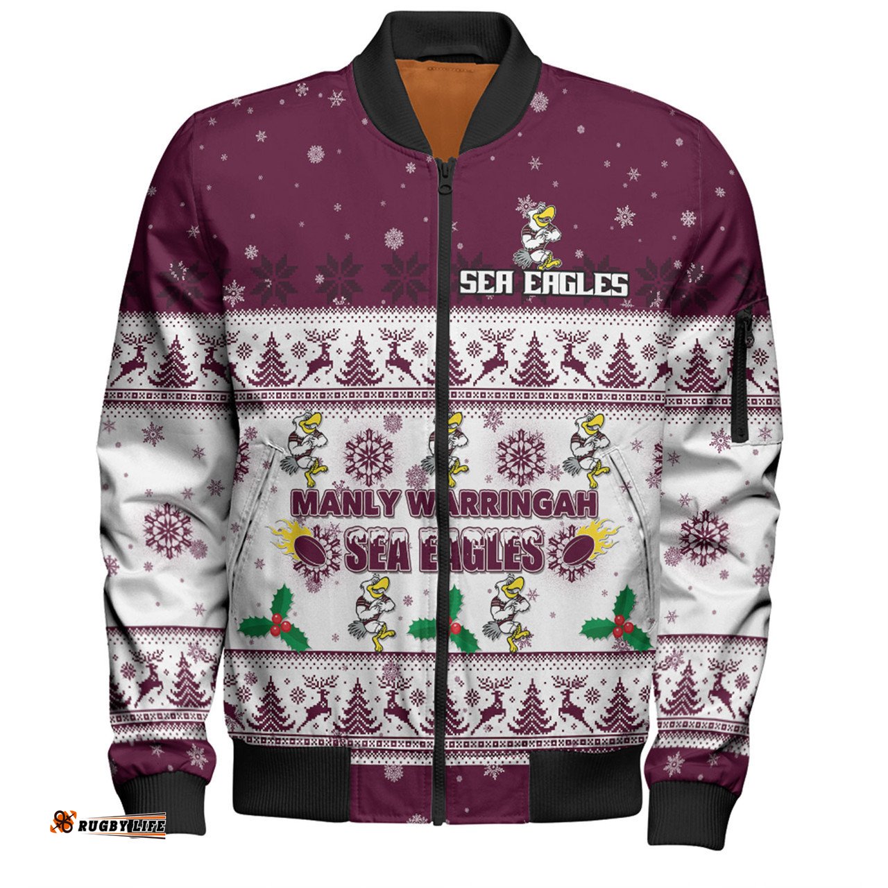 Amazing Aussie Manly Warringah Sea Eagles Christmas Custom Special Ugly Christmas Bomber Jacket
