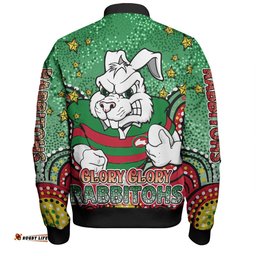 Amazing Aussie South Sydney Rabbitohs Custom With Aboriginal Inspired Style Of Dot Painting Patterns  Bomber Jacket