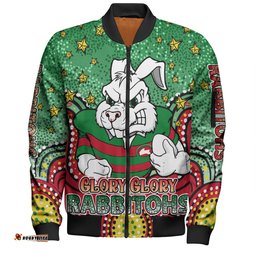 Amazing Aussie South Sydney Rabbitohs Custom With Aboriginal Inspired Style Of Dot Painting Patterns  Bomber Jacket