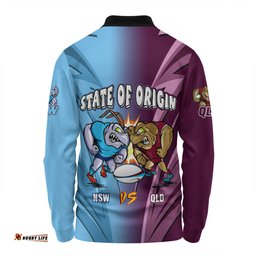 Queensland Maroons Long Sleeve Polo Shirt Custom State Of Origin 2024 Tough Fan Rugby For Life QLD vs NSW Ver 2