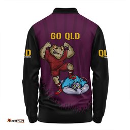 Queensland Maroons Long Sleeve Polo Shirt Custom State Of Origin 2024 Go Mighty QLD Maroons For Die Hard Fan Supporters