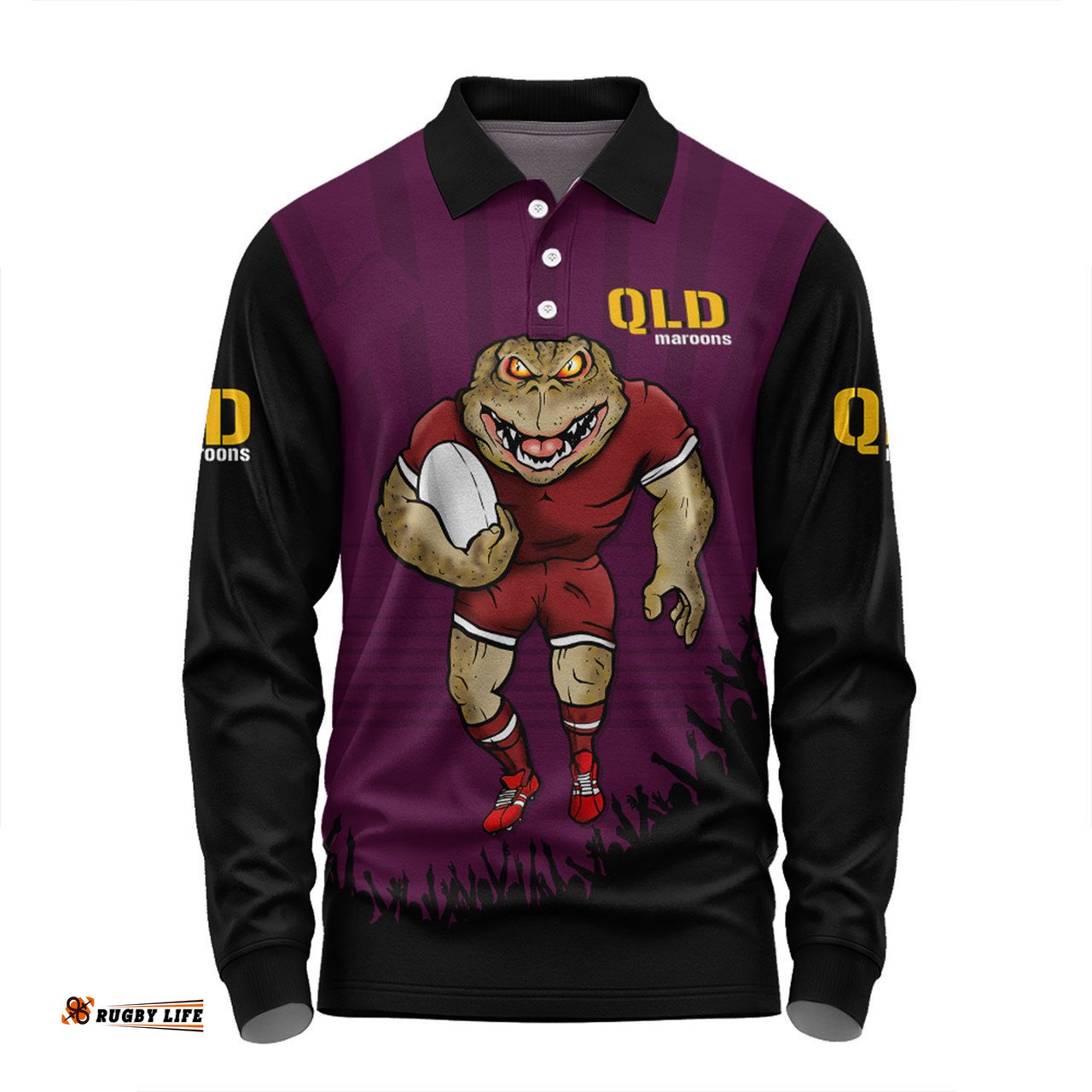 Queensland Maroons Long Sleeve Polo Shirt Custom State Of Origin 2024 Go Mighty QLD Maroons For Die Hard Fan Supporters