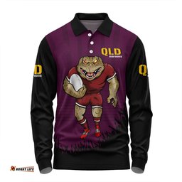 Queensland Maroons Long Sleeve Polo Shirt Custom State Of Origin 2024 Go Mighty QLD Maroons For Die Hard Fan Supporters