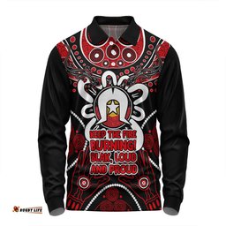 Australia Long Sleeve Polo Shirt Naidoc Week Aboriginal Inspired Dot Art Painting And Aussie Lizard