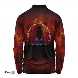 Australia Long Sleeve Polo Shirt - Anzac Day Their Name Liveth For Evermore Dark Grunge Style