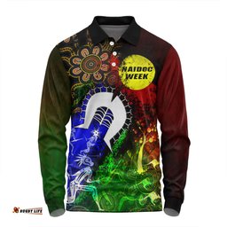 Australia Long Sleeve Polo Shirt Naidoc Week Aboriginal Indigenous Inspired Blood In Me