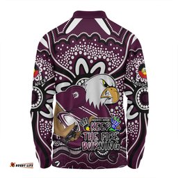 Manly Warringah Sea Eagles Long Sleeve Polo Shirt Aboriginal Inspired Naidoc Week Custom For Die Hard Fan Supporters