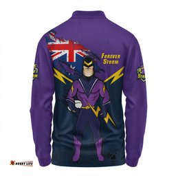 Melbourne Storm Long Sleeve Polo Shirt Custom For Die Hard Fan Australia Flag Scratch Style