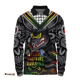 Penrith Panthers Long Sleeve Polo Shirt Aboriginal Inspired Naidoc Week Custom For Die Hard Fan Supporters