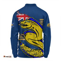 Parramatta Eels Long Sleeve Polo Shirt Custom For Die Hard Fan Australia Flag Scratch Style