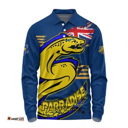Parramatta Eels Long Sleeve Polo Shirt Custom For Die Hard Fan Australia Flag Scratch Style