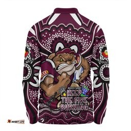 Queensland Maroons Long Sleeve Polo Shirt Aboriginal Inspired Naidoc Week Custom For Die Hard Fan Supporters