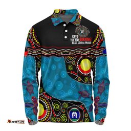 Australia Long Sleeve Polo Shirt Custom Naidoc Week Culture Art With River And Tortoise Aboriginal