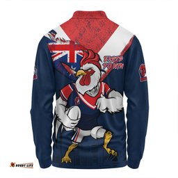 Sydney Roosters Long Sleeve Polo Shirt Custom For Die Hard Fan Australia Flag Scratch Style