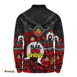 Australia Long Sleeve Polo Shirt Naidoc Week Torres Strait Symbol With Aboriginal Pattern Inspired Black